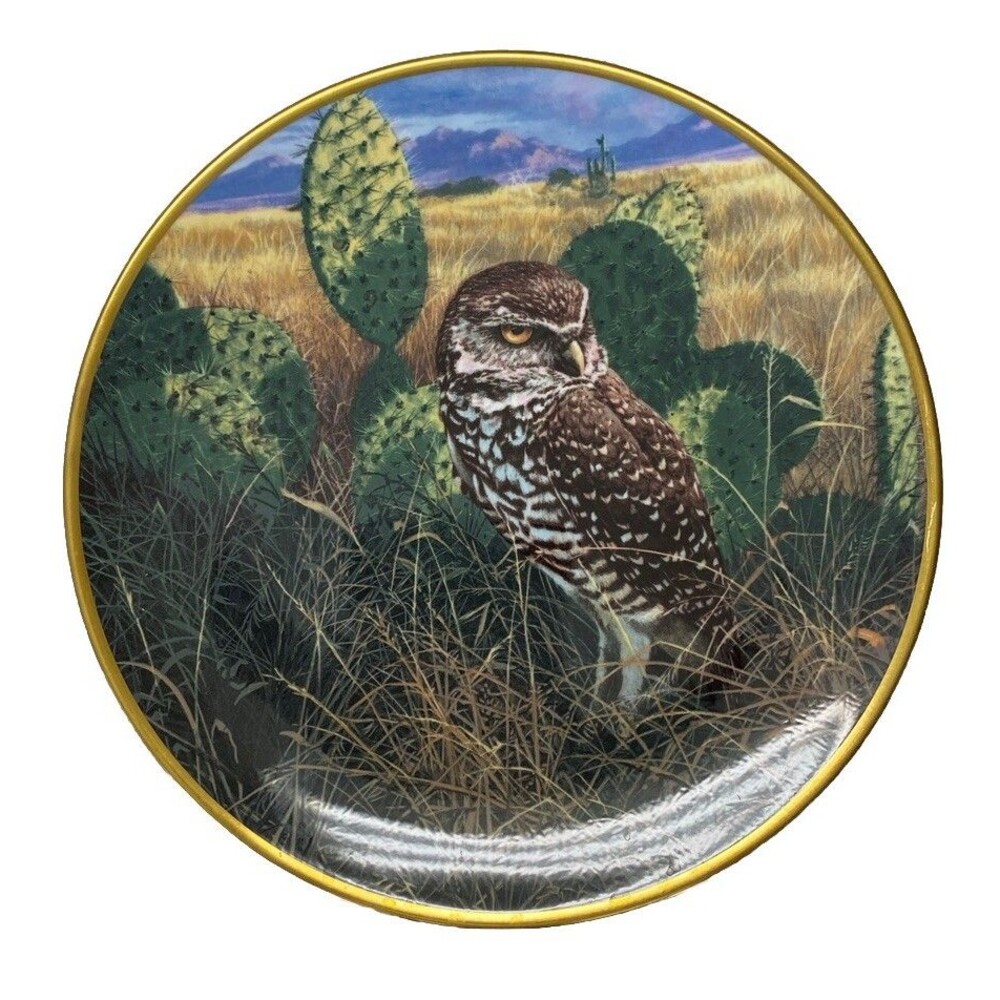Owl Collectors Plate Vintage 80’s Prairie Sundown The Hamilton Collection Spode